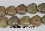 CHG45 15.5 inches 14*14mm heart New unakite gemstone beads wholesale