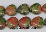 CHG48 15.5 inches 14*14mm heart unakite gemstone beads wholesale