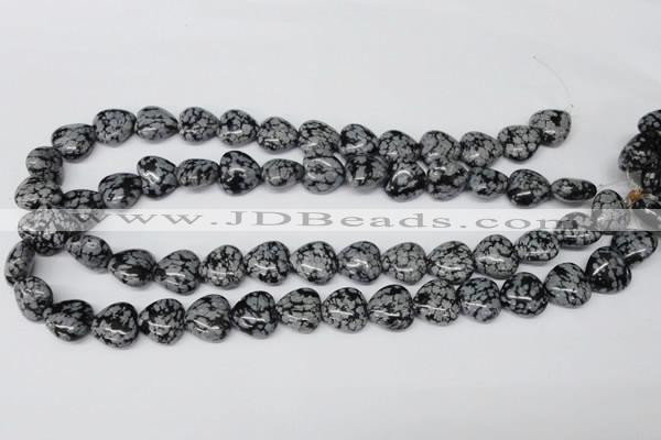 CHG50 15.5 inches 14*14mm heart snowflake obsidian beads wholesale