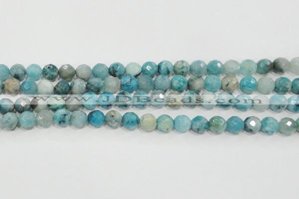 CHM214 15.5 inches 12mm faceted round blue hemimorphite beads