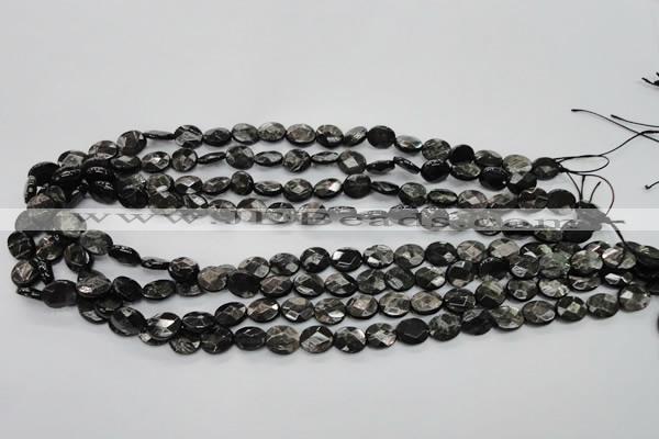 CHS11 15.5 inches 8*10mm faceted oval natural hypersthene beads