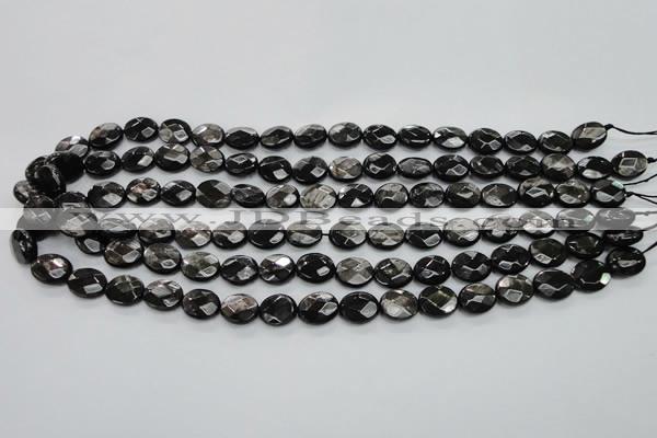 CHS12 15.5 inches 10*12mm faceted oval natural hypersthene beads