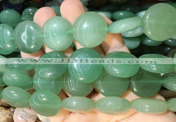 CIBS04 15 inches 20mm coin green aventurine gemstone beads wholesale