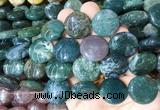 CIBS07 15 inches 20mm coin moss agate gemstone beads wholesale