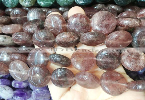 CIBS28 15 inches 20mm coin strawberry quartz gemstone beads wholesale