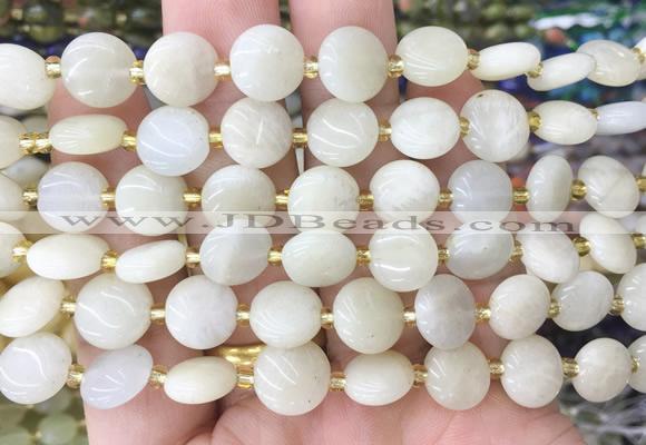 CIBS40 15 inches 10mm coin moonstone gemstone beads wholesale