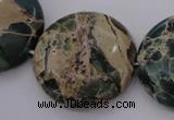 CIJ48 15.5 inches 30mm flat round impression jasper beads wholesale