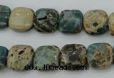 CIJ52 15.5 inches 12*12mm square impression jasper beads wholesale