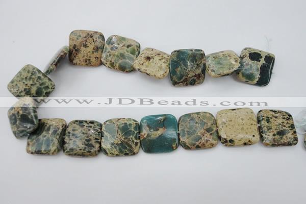 CIJ57 15.5 inches 25*25mm square impression jasper beads wholesale