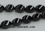 CJB15 16 inches 8*12mm twisted rice natural jet gemstone beads wholesale