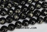 CJB151 15.5 inches 8mm round natural jet & pyrite gemstone beads