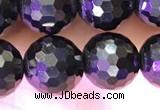 CJB202 15.5 inches 8mm faceted round jet beads wholesale