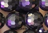 CJB203 15.5 inches 10mm faceted round jet beads wholesale