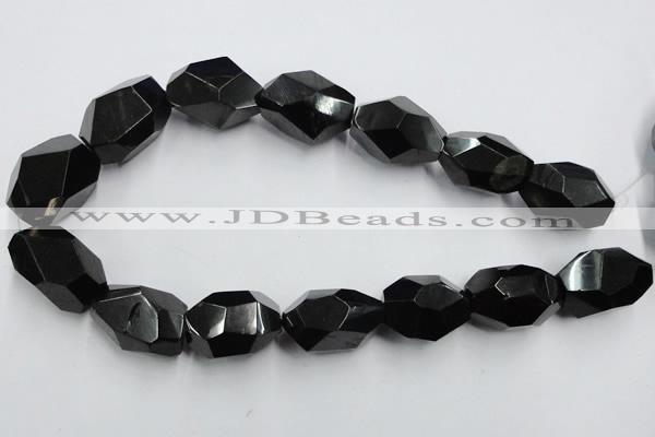 CJB41 16 inches 18*28mm faceted nugget natural jet gemstone beads