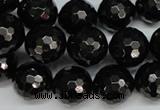 CJB46 15.5 inches 14mm faceted round natural jet gemstone beads