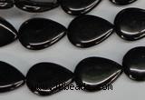 CJB69 15.5 inches 13*18mm flat teardrop natural jet gemstone beads