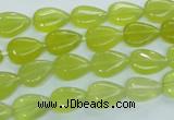 CKA112 15.5 inches 8*12mm flat teardrop Korean jade gemstone beads