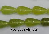 CKA212 15.5 inches 10*18mm teardrop Korean jade gemstone beads