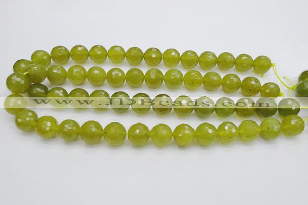 CKA220 15.5 inches 14mm faceted round Korean jade gemstone beads