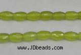 CKA225 15.5 inches 6*8mm faceted rice Korean jade gemstone beads