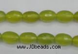 CKA226 15.5 inches 8*12mm faceted rice Korean jade gemstone beads