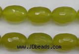 CKA227 15.5 inches 12*16mm faceted rice Korean jade gemstone beads