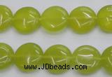 CKA237 15.5 inches 14mm flat round Korean jade gemstone beads