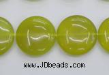 CKA238 15.5 inches 20mm flat round Korean jade gemstone beads