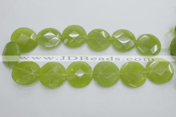 CKA268 15.5 inches 30mm faceted coin Korean jade gemstone beads