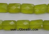 CKA280 15.5 inches 10*14mm faceted rectangle Korean jade gemstone beads