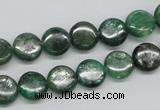 CKC107 16 inches 10mm flat round natural green kyanite beads wholesale