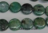 CKC60 15.5 inches 14mm flat round natural green kyanite beads