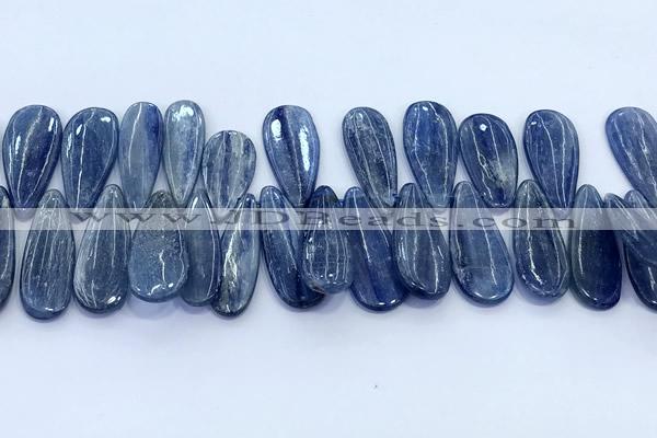 CKC827 15 inches 10*23mm - 13*30mm flat teardrop blue kyanite beads