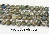 CKJ486 15.5 inches 10mm flat round natural k2 jasper beads