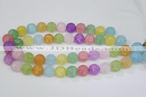 CKQ07 15.5 inches 16mm round matte dyed crackle quartz beads