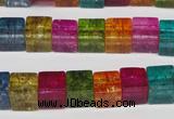 CKQ115 15.5 inches 8*8mm cube dyed crackle quartz beads