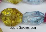 CKQ119 15.5 inches 16*26mm faceted nuggets dyed crackle quartz beads