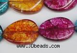 CKQ140 15.5 inches 20*30mm twisted oval dyed crackle quartz beads