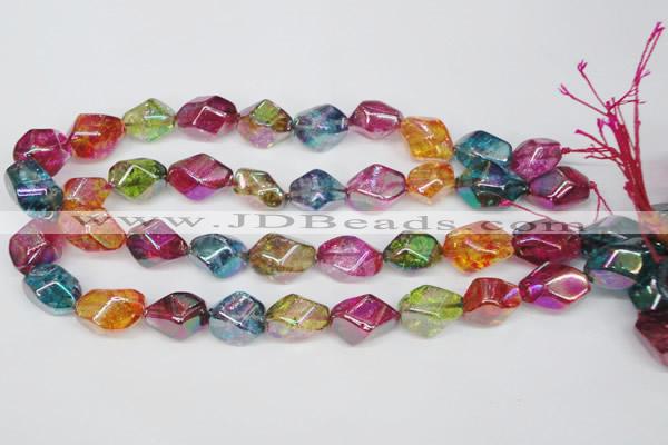 CKQ150 15.5 inches 15*20mm twisted rice AB-color crackle quartz beads