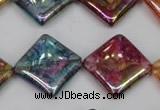 CKQ152 15.5 inches 20*20mm diamond AB-color crackle quartz beads