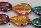 CKQ158 15.5 inches 18*25mm flat teardrop AB-color crackle quartz beads