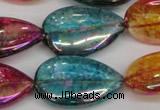 CKQ159 15.5 inches 20*30mm flat teardrop AB-color crackle quartz beads