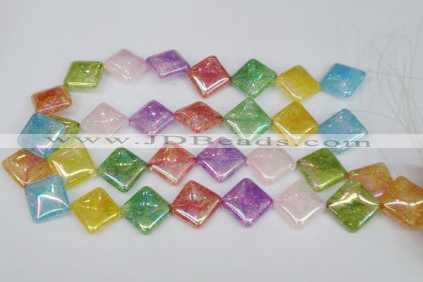 CKQ167 15.5 inches 20*20mm diamond AB-color crackle quartz beads