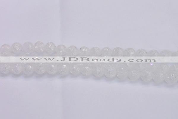 CKQ346 15.5 inches 12mm faceted round dyed crackle quartz beads