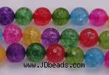 CKQ350 15.5 inches 6mm faceted round dyed crackle quartz beads