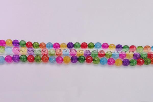 CKQ350 15.5 inches 6mm faceted round dyed crackle quartz beads