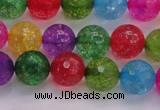 CKQ352 15.5 inches 10mm faceted round dyed crackle quartz beads