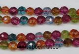 CKQ41 15.5 inches 6mm faceted round dyed crackle quartz beads