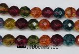 CKQ42 15.5 inches 8mm faceted round dyed crackle quartz beads