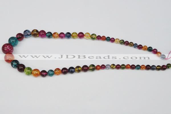 CKQ49 15.5 inches 6mm - 14mm round dyed crackle quartz beads